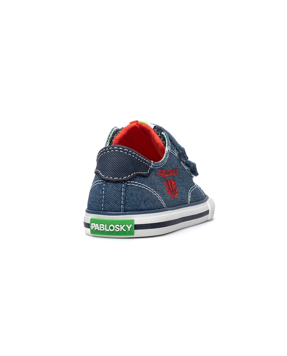 Sapatilhas de Lona Infantil Barefoot com Velcro Pablosky Azul-6