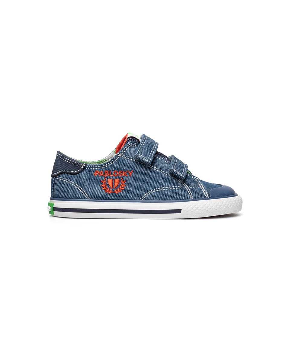 Sapatilhas de Lona Infantil Barefoot com Velcro Pablosky Azul-8
