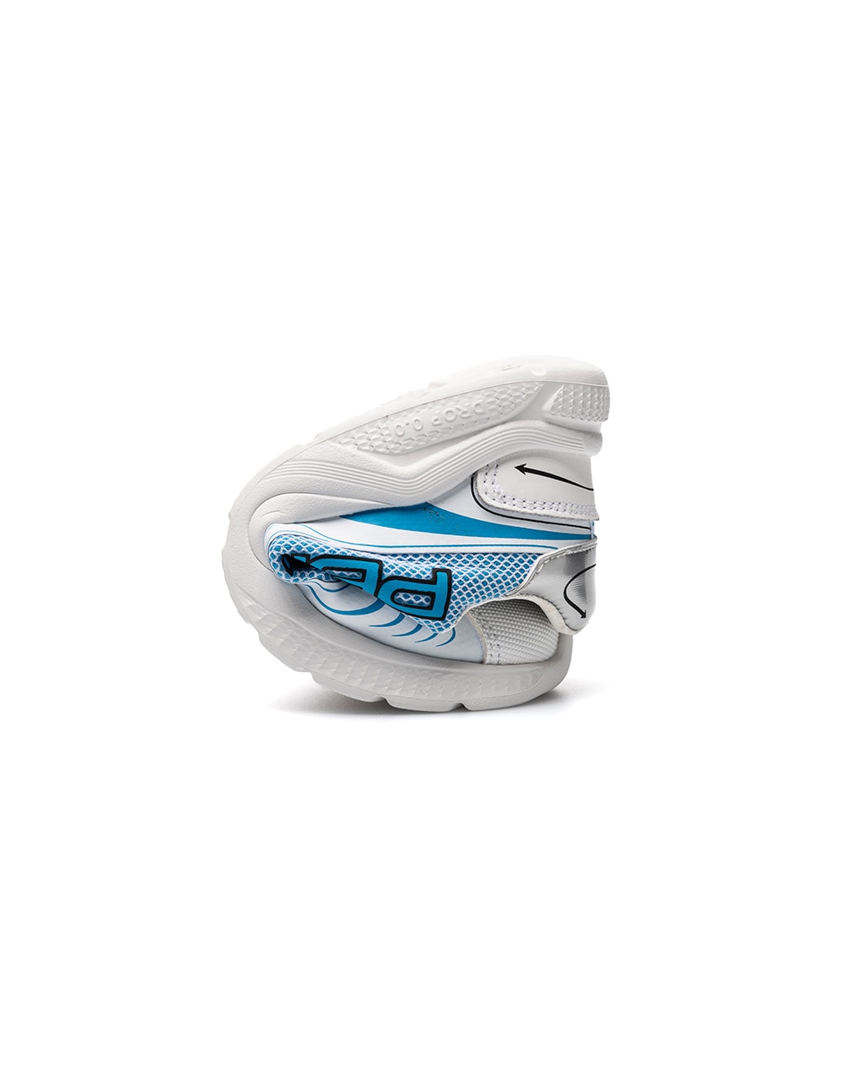 Sapatilhas Desportivas Infantil Pablosky Barefoot de Pele com Velcro Branco / Azul-2