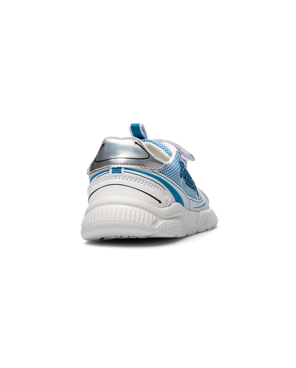 Sapatilhas Desportivas Infantil Pablosky Barefoot de Pele com Velcro Branco / Azul-6