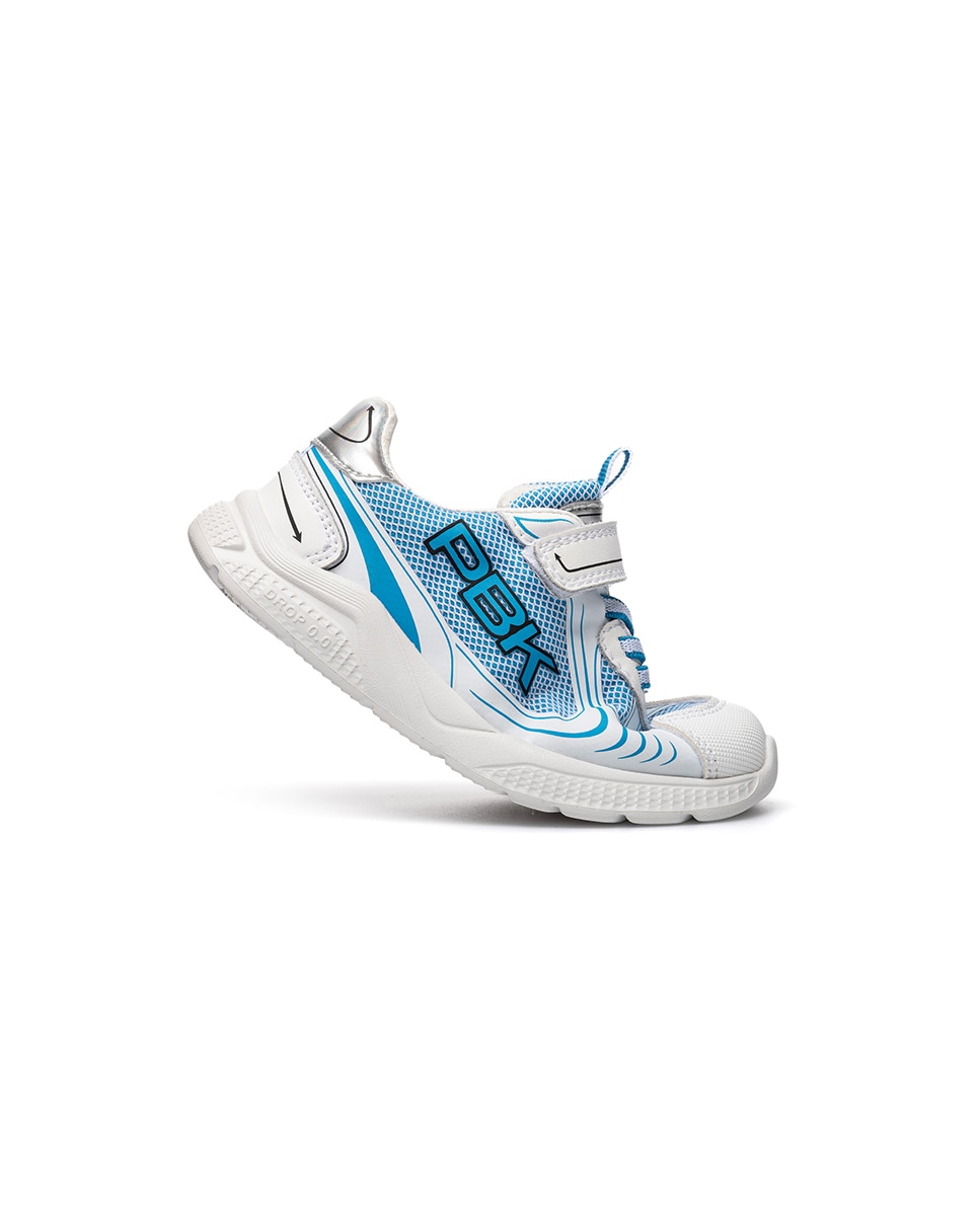 Sapatilhas Desportivas Infantil Pablosky Barefoot de Pele com Velcro Branco / Azul-7