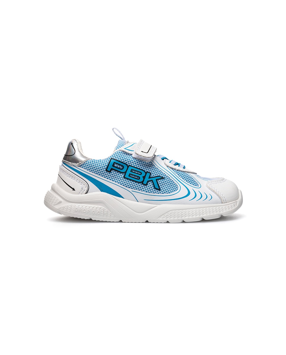 Sapatilhas Desportivas Infantil Pablosky Barefoot de Pele com Velcro Branco / Azul-8