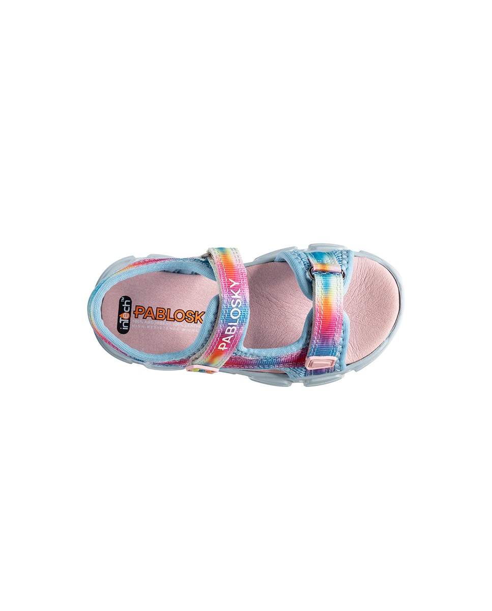 Sandálias Abertas Infantil com Velcro Pablosky Azul-celeste-5