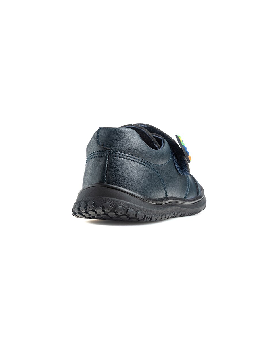 Mocassins em Pele com Fecho Aderente para Uniforme Escolar Azul-7