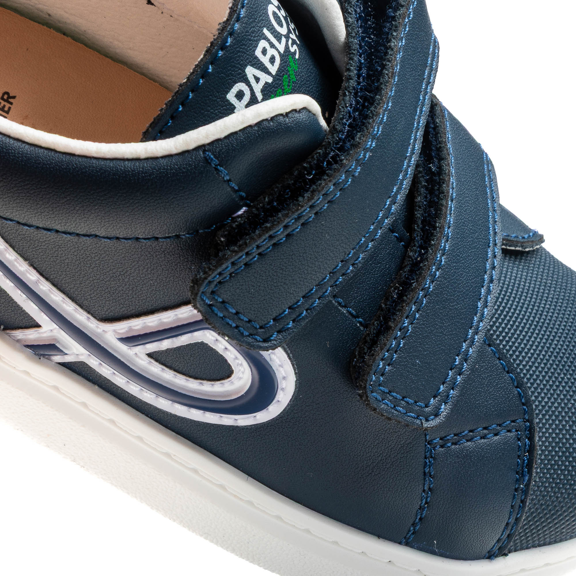 Sapatilhas Desportivas Infantil Pablosky de Pele com Velcro Azul-3