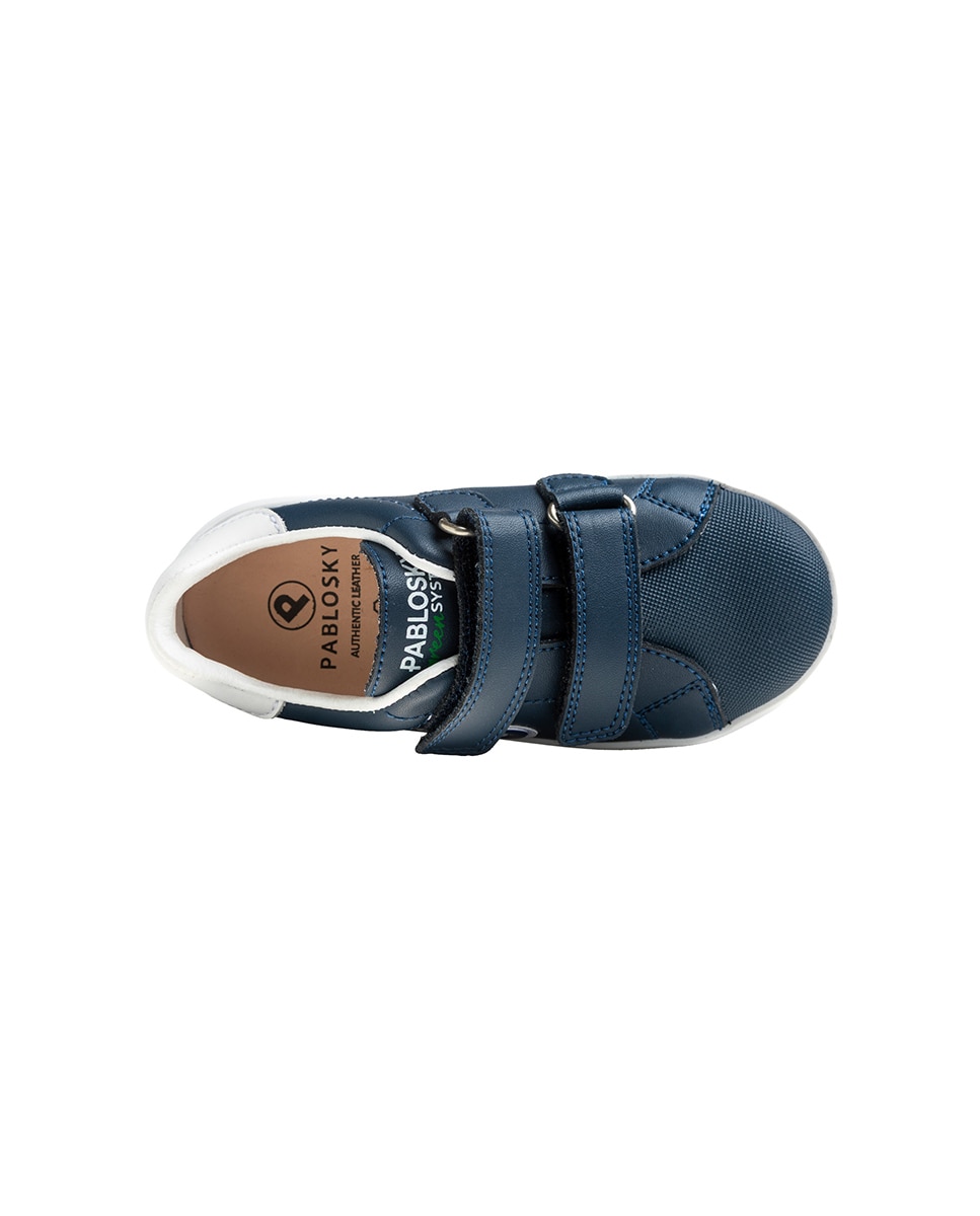 Sapatilhas Desportivas Infantil Pablosky de Pele com Velcro Azul-6