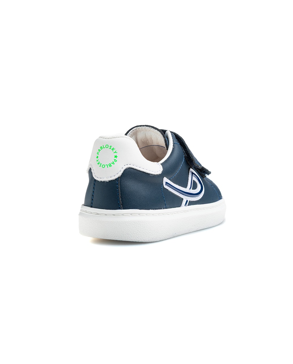 Sapatilhas Desportivas Infantil Pablosky de Pele com Velcro Azul-7
