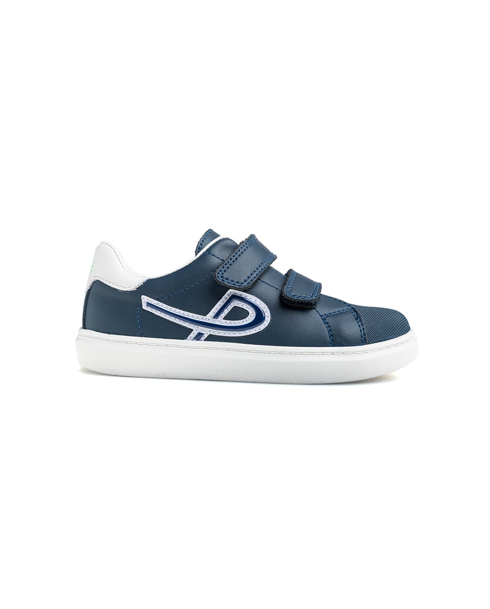 Sapatilhas Desportivas Infantil Pablosky de Pele com Velcro Azul-9