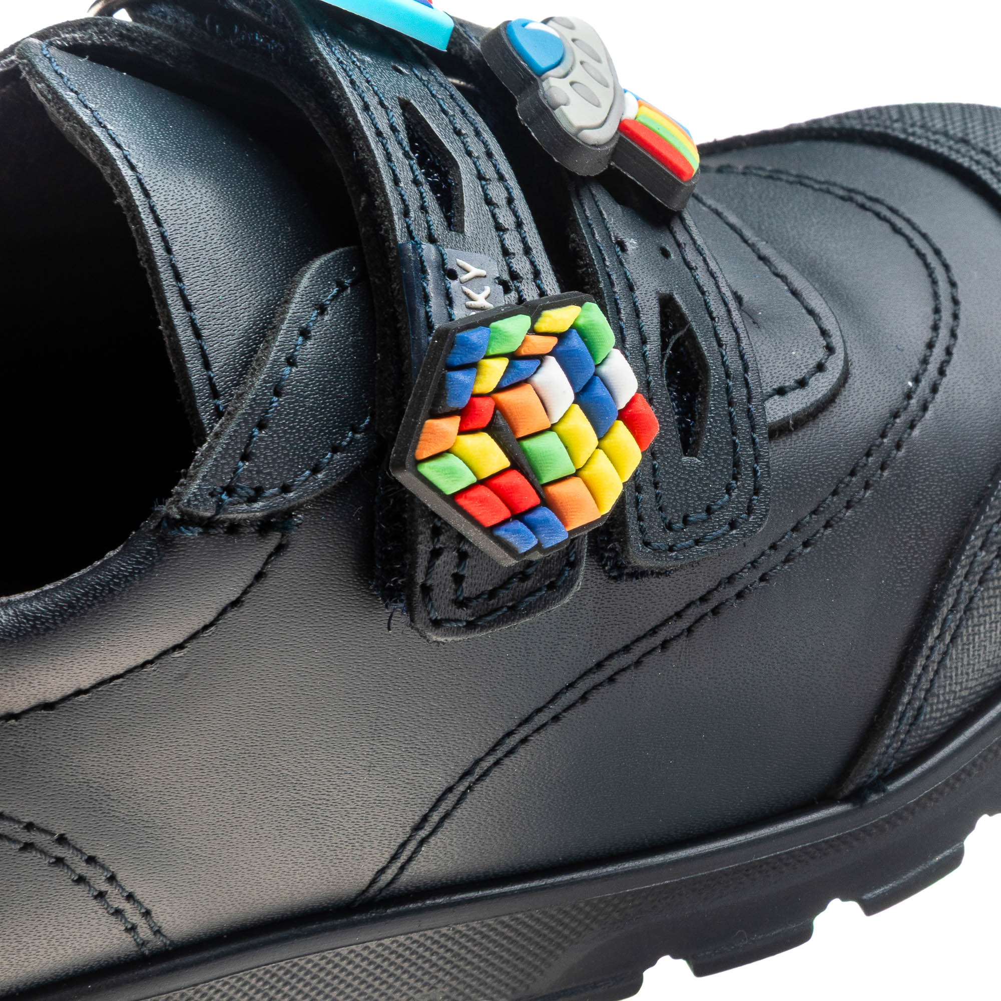 Mocassins Infantil Pablosky de Pele com Velcro para a Escola Azul-3