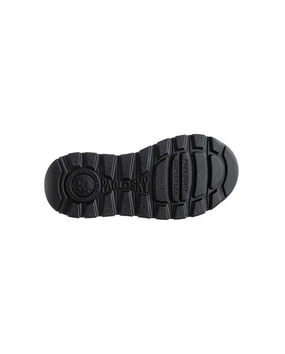 Mocassins Infantil Pablosky de Pele com Velcro para a Escola Azul-4