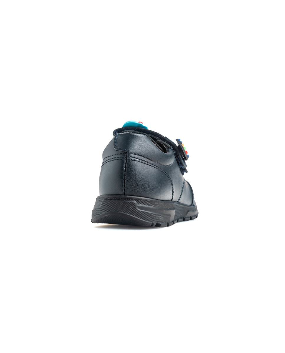 Mocassins Infantil Pablosky de Pele com Velcro para a Escola Azul-6