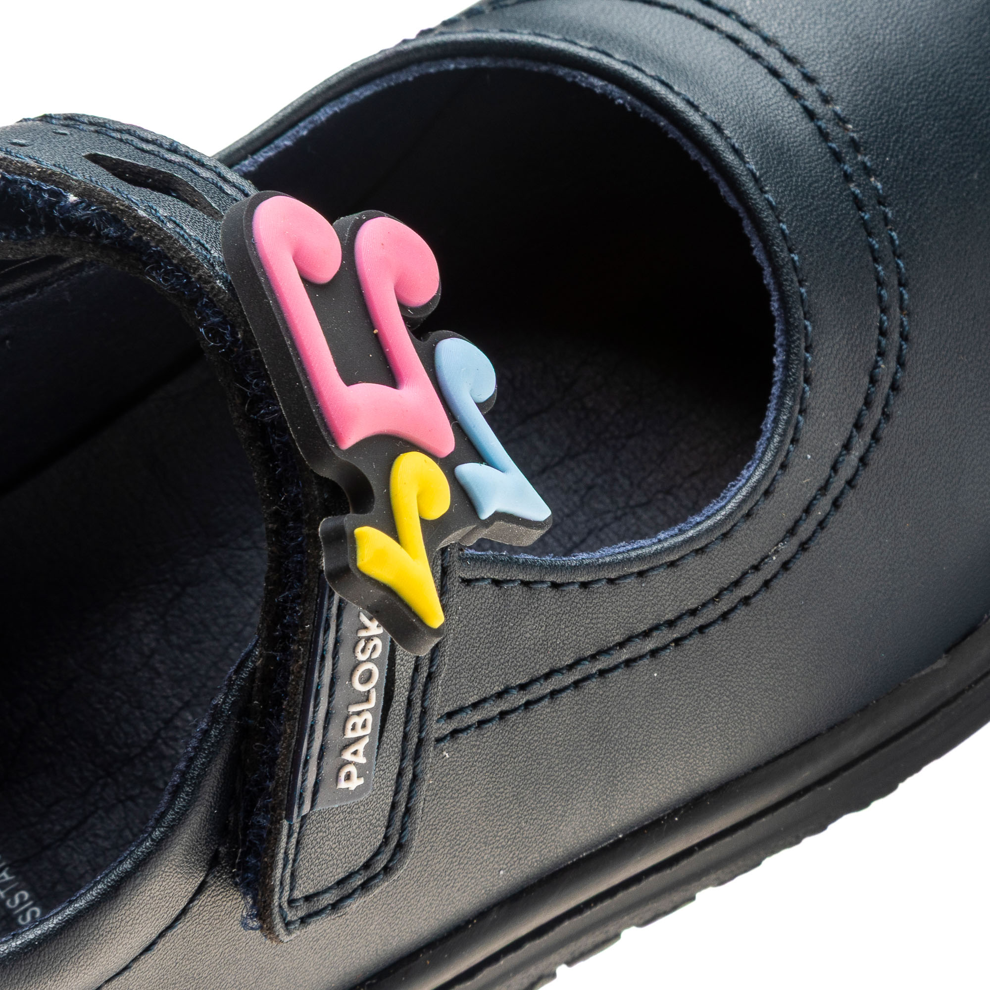 Sapatos de Presilha Infantil Pablosky Barefoot de Pele com Velcro para a Escola Azul-3