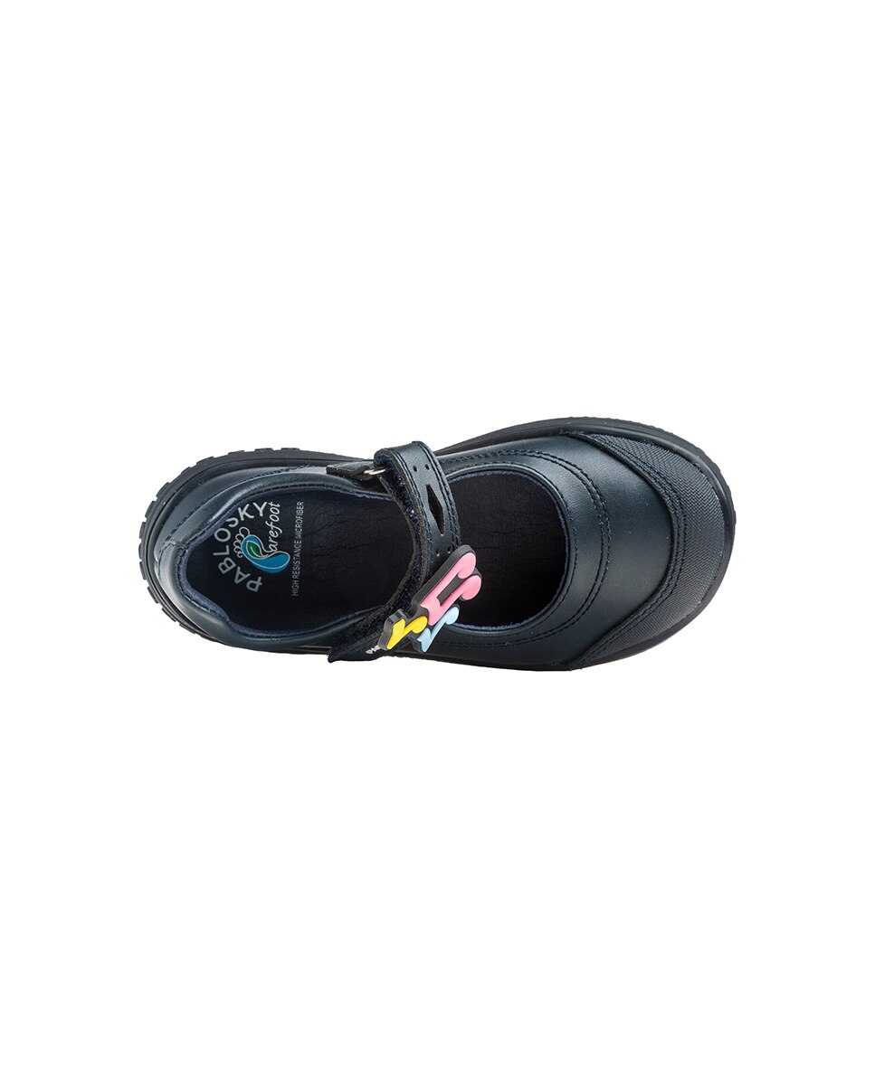 Sapatos de Presilha Infantil Pablosky Barefoot de Pele com Velcro para a Escola Azul-6