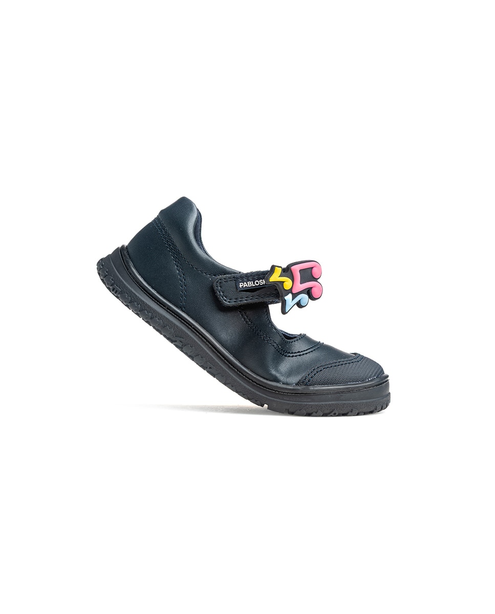 Sapatos de Presilha Infantil Pablosky Barefoot de Pele com Velcro para a Escola Azul-8