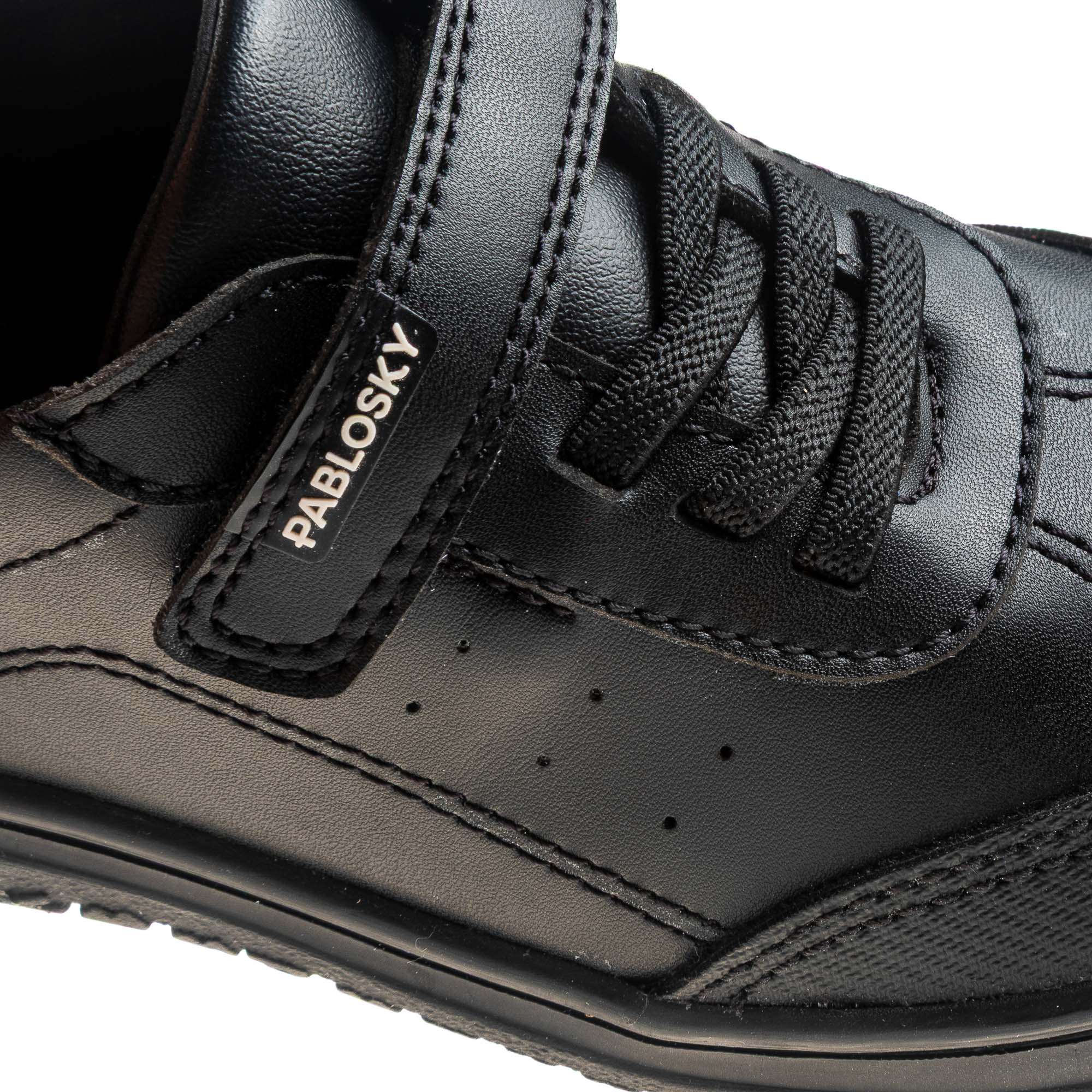 Mocassins Infantil Pablosky Barefoot com Velcro para a Escola Preto-3