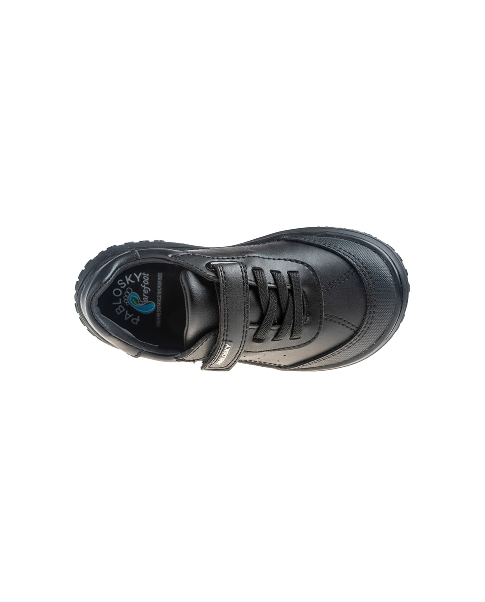 Mocassins Infantil Pablosky Barefoot com Velcro para a Escola Preto-6