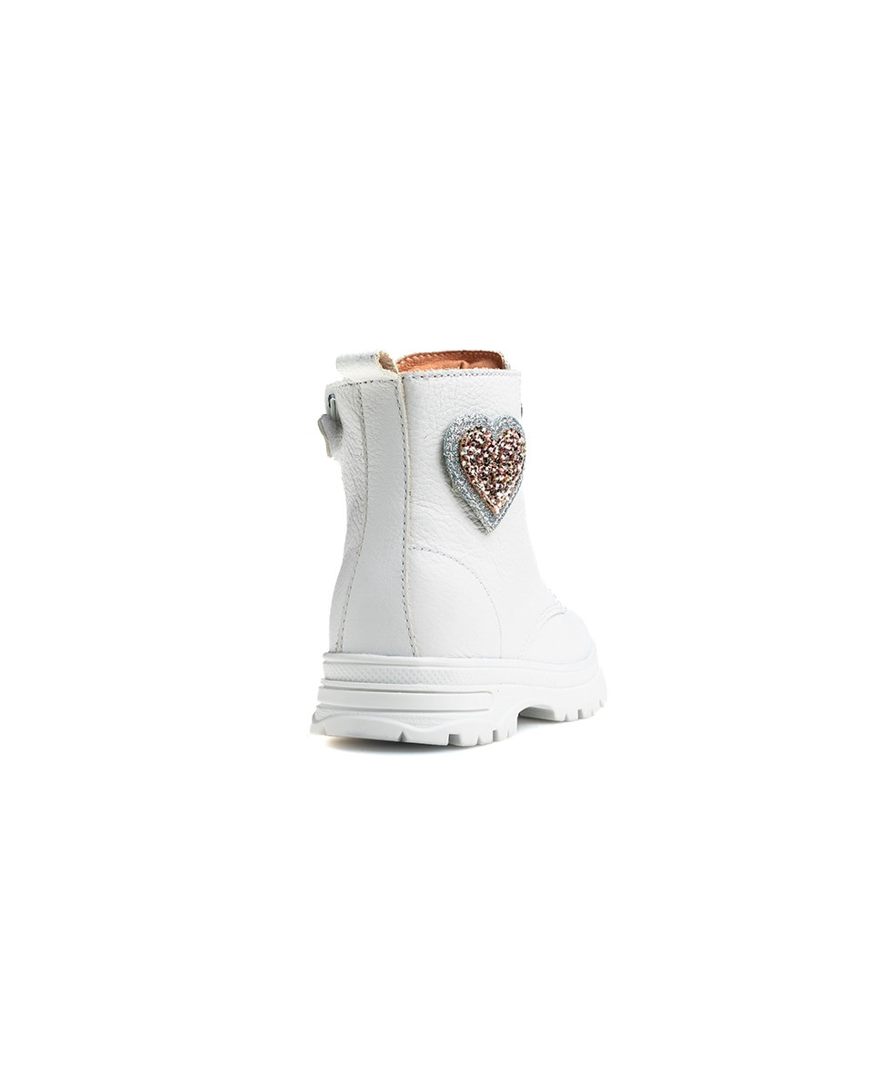 Botins Pablosky de Pele com Fecho Zip Branco-5