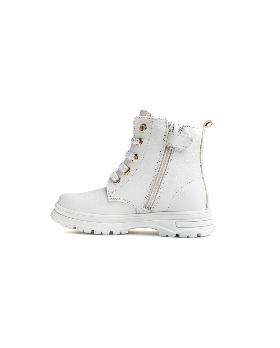 Botins Pablosky de Pele com Fecho Zip Branco-6