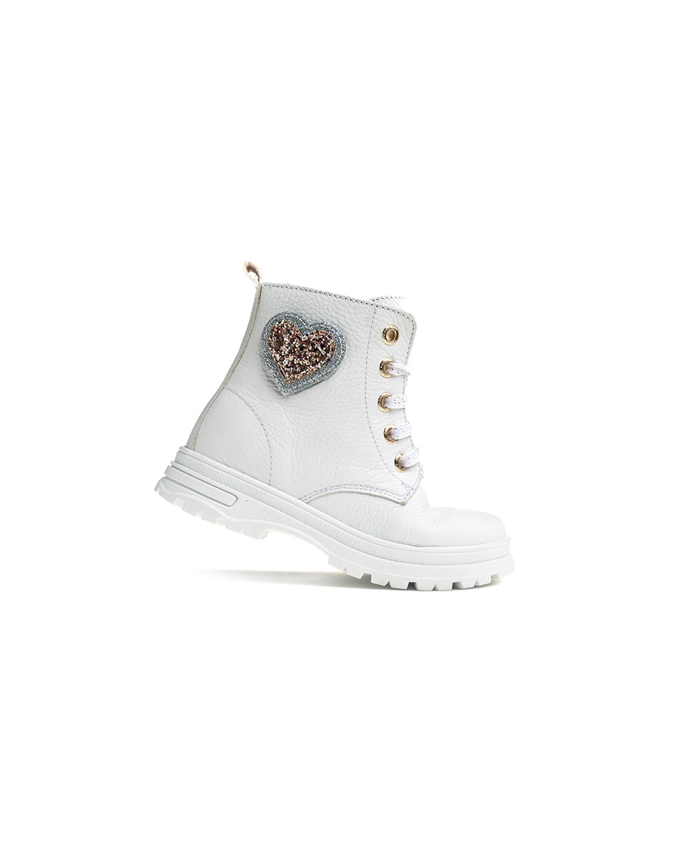 Botins Pablosky de Pele com Fecho Zip Branco-7