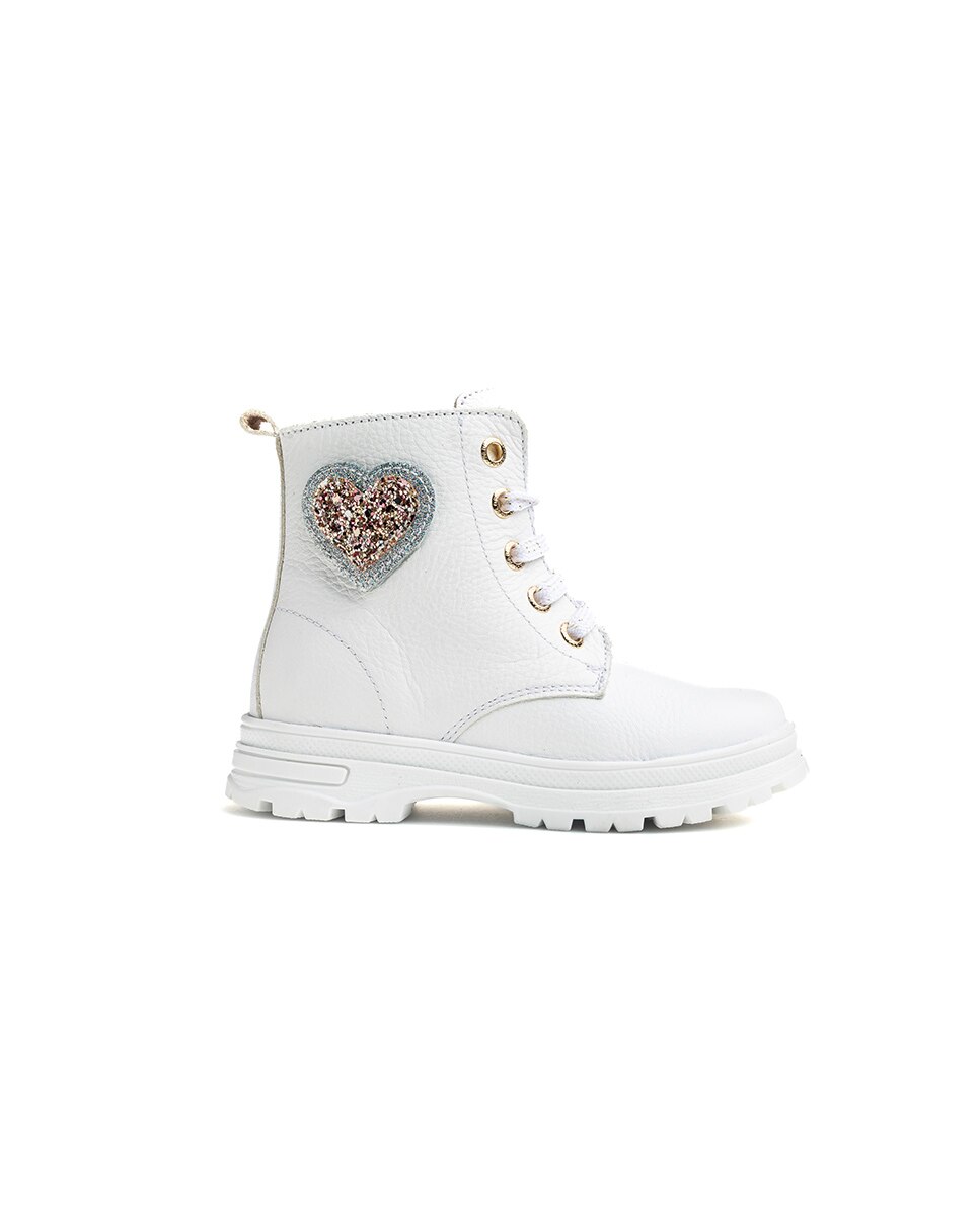 Botins Pablosky de Pele com Fecho Zip Branco-8
