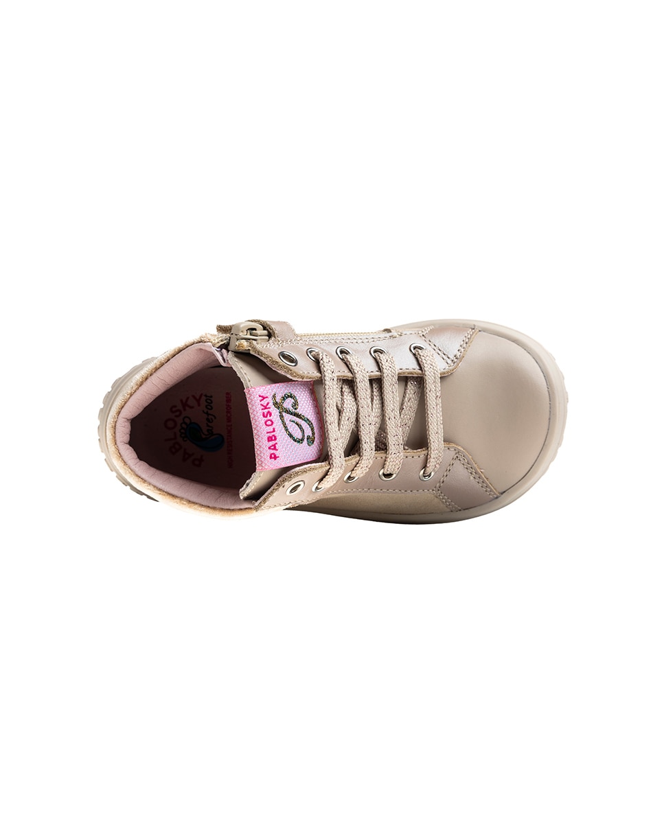 Botins Infantil Pablosky Barefoot com Fecho Zip Natural-6