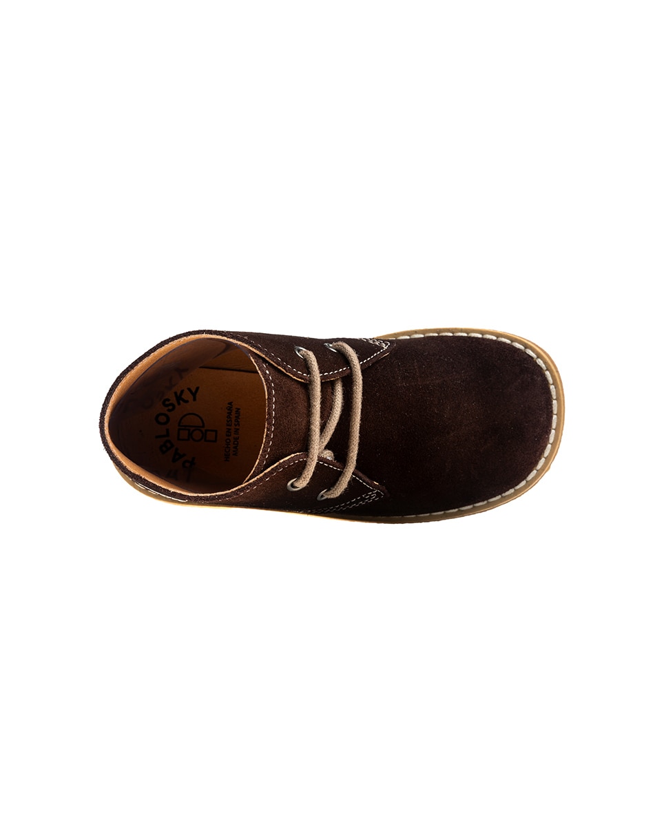 Botas Infantil Pablosky de Pele com Atacadores Castanho-5