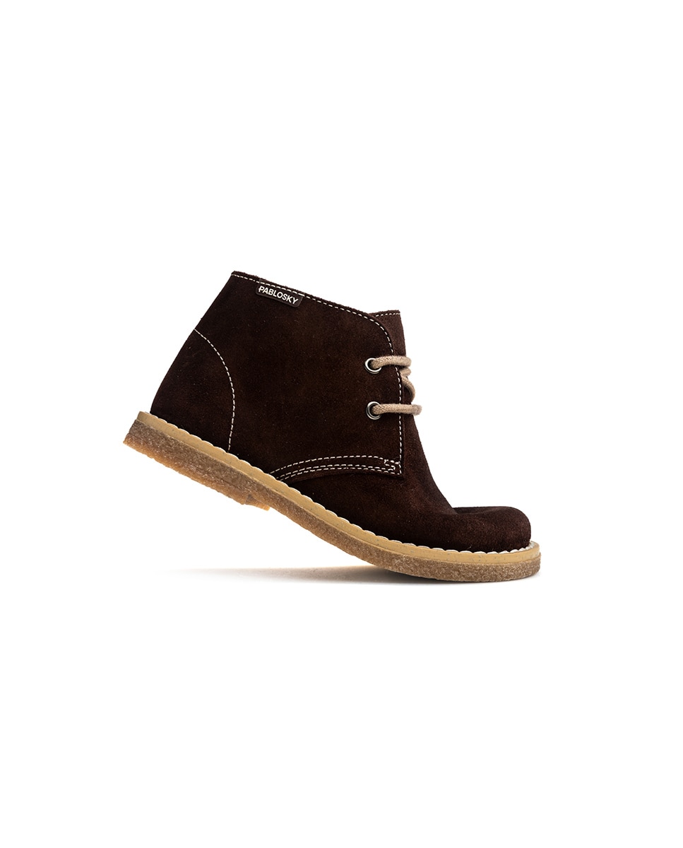 Botas Infantil Pablosky de Pele com Atacadores Castanho-7