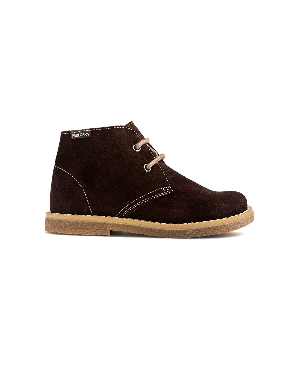 Botas Infantil Pablosky de Pele com Atacadores Castanho-8