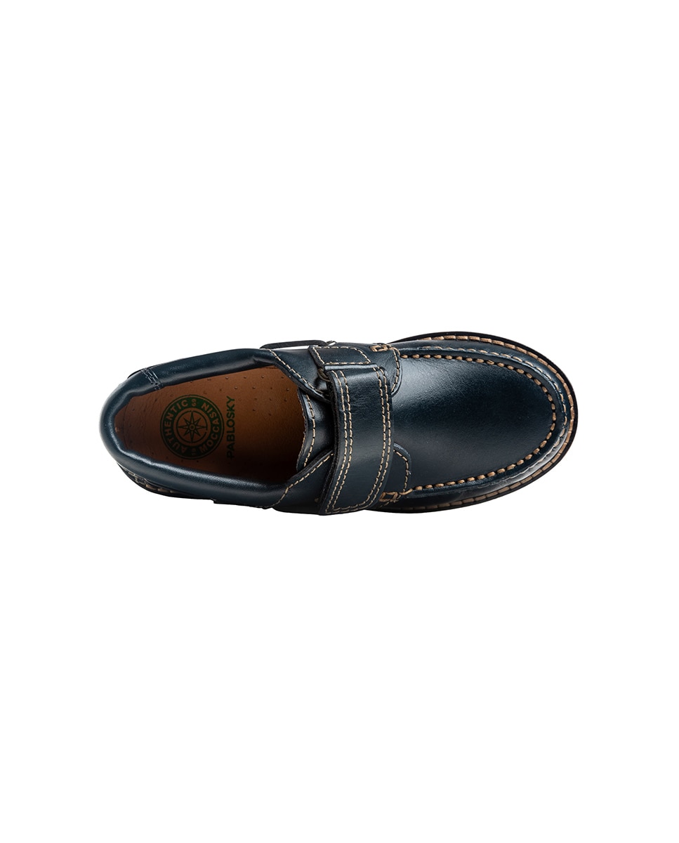 Sapatos Náuticos Infantil Pablosky de Pele com Velcro Azul-3