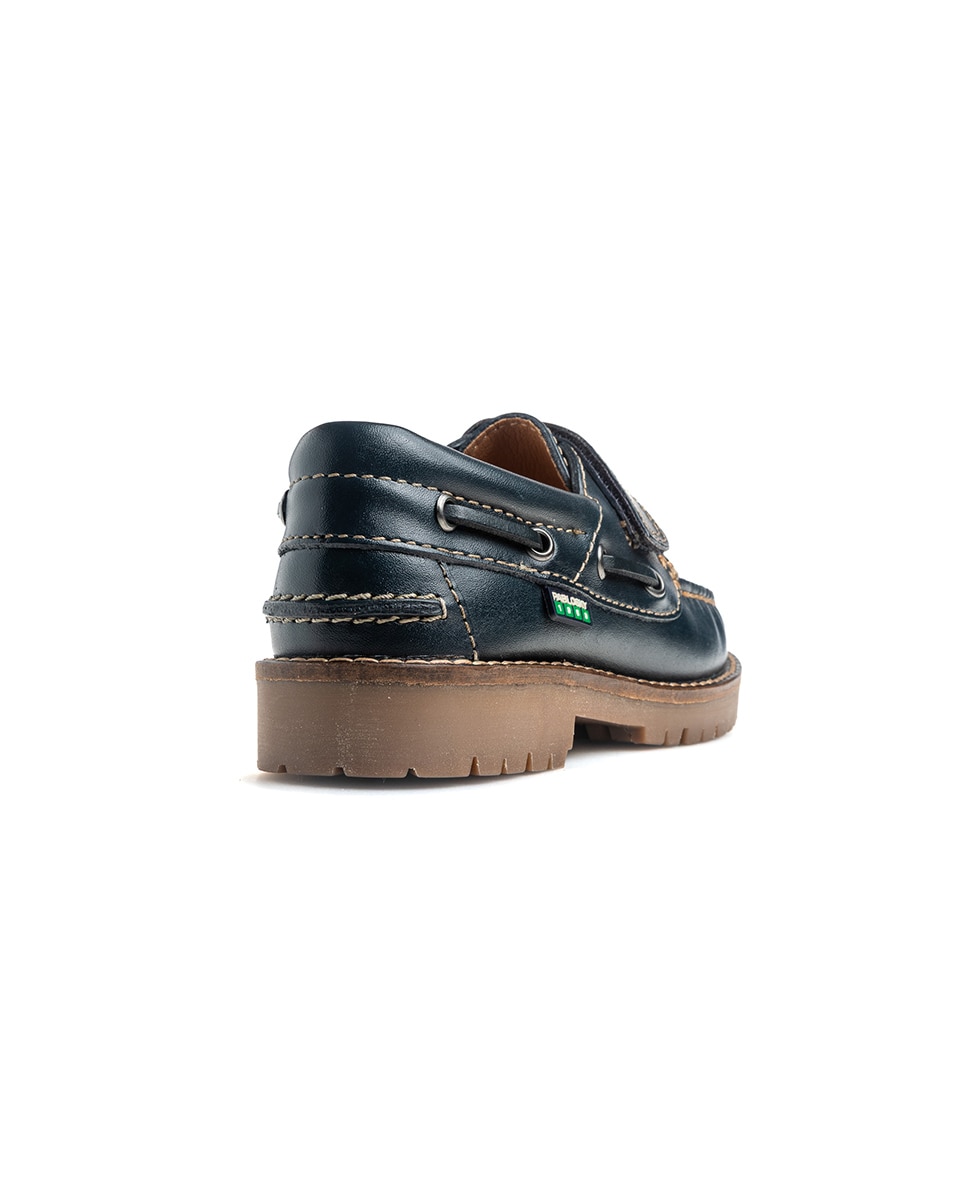 Sapatos Náuticos Infantil Pablosky de Pele com Velcro Azul-4