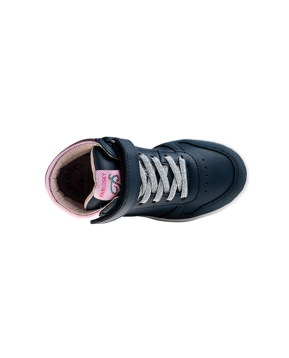 Sapatilhas Desportivas Infantil Pablosky de Pele com Velcro Azul-6