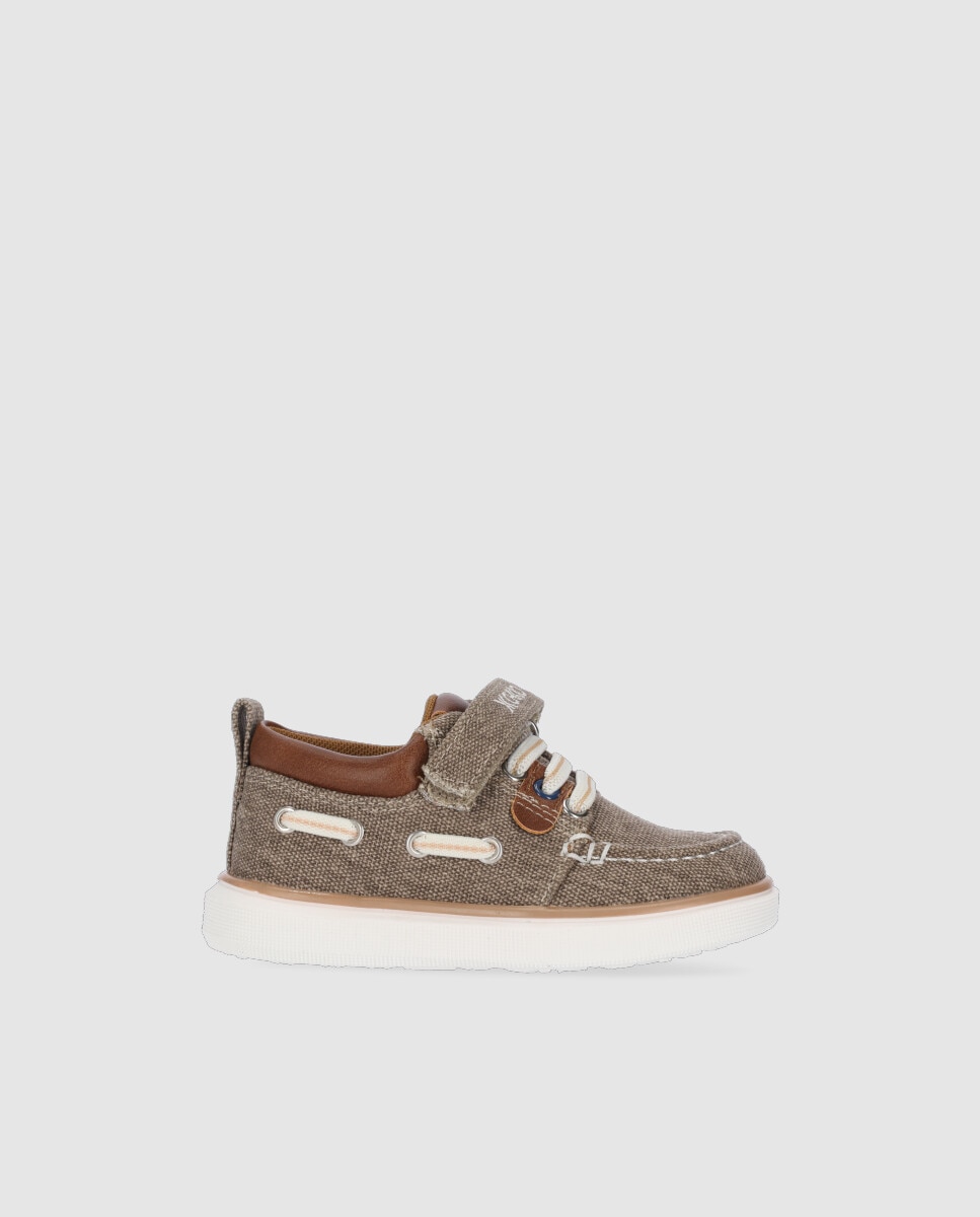 Sapatos de Cordões Infantil Casual com Fecho de Velcro Chika10 Taupe-1
