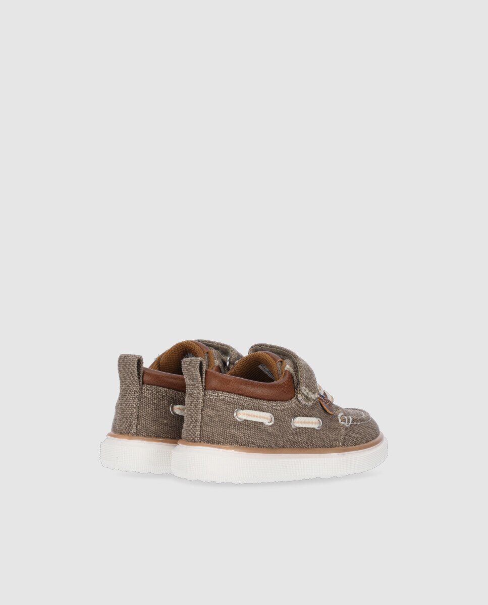 Sapatos de Cordões Infantil Casual com Fecho de Velcro Chika10 Taupe-3