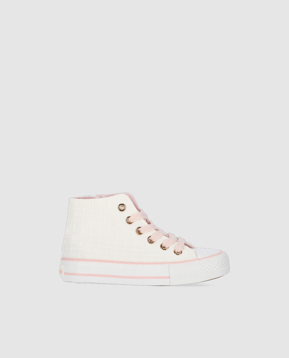 Sapatilhas de Lona Infantil Rasas com Atacadores Chika10 Branco-1