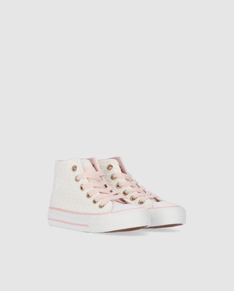 Sapatilhas de Lona Infantil Rasas com Atacadores Chika10 Branco-2