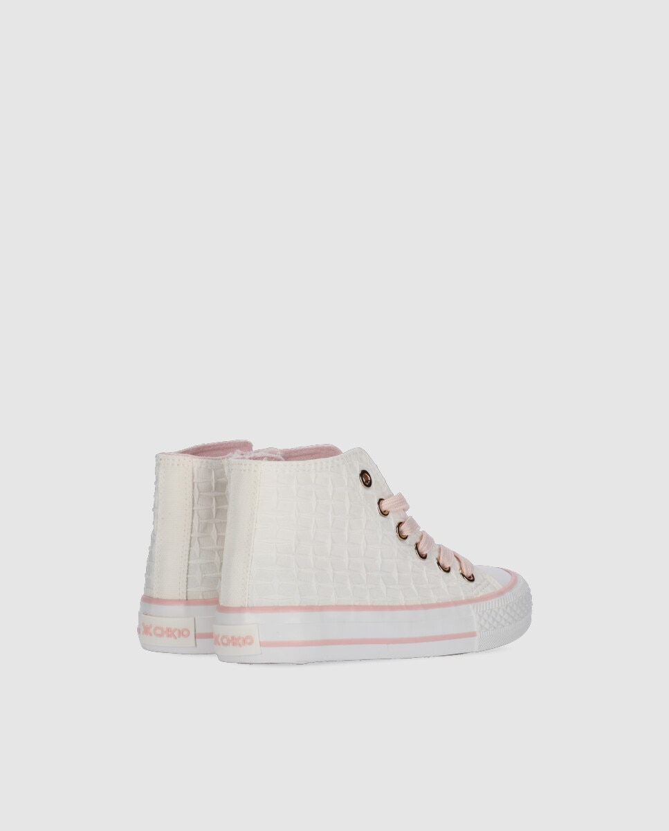 Sapatilhas de Lona Infantil Rasas com Atacadores Chika10 Branco-3