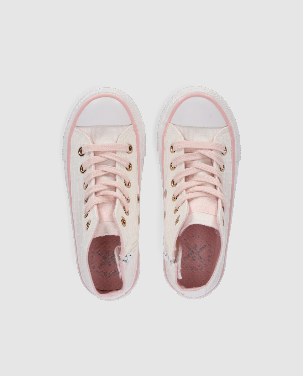 Sapatilhas de Lona Infantil Rasas com Atacadores Chika10 Branco-4