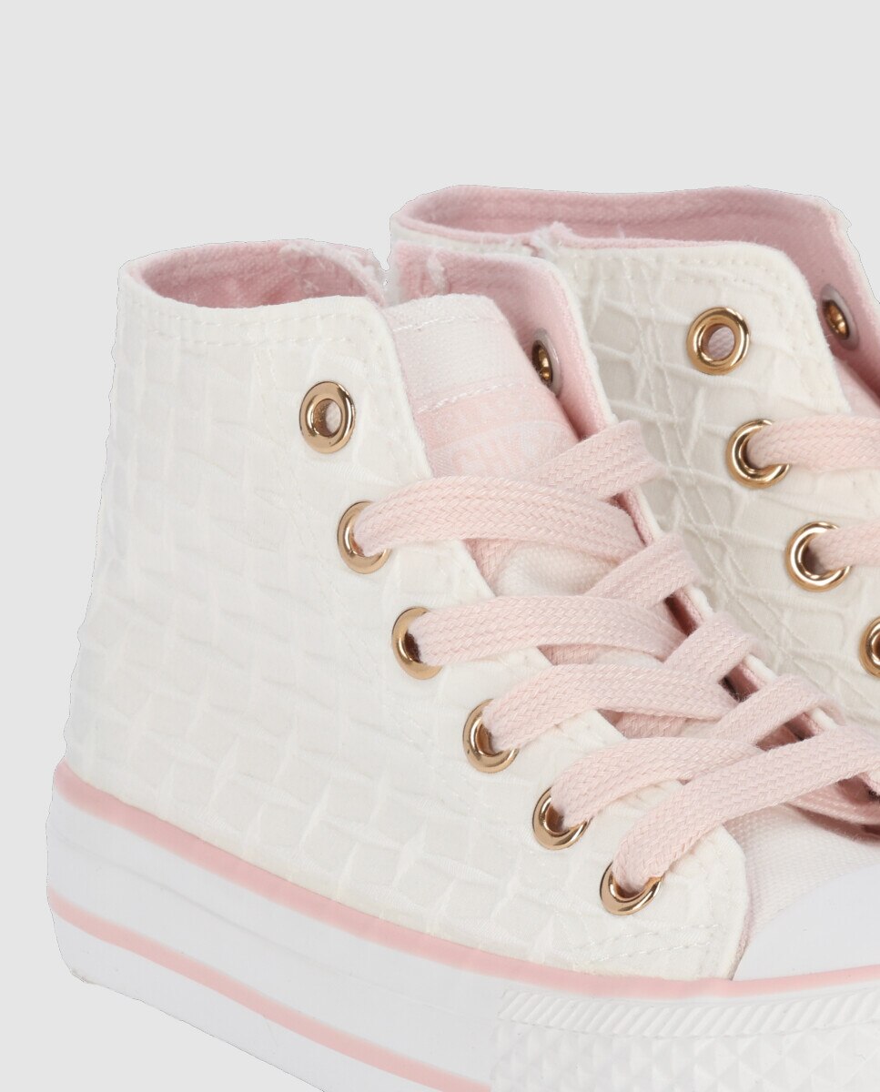 Sapatilhas de Lona Infantil Rasas com Atacadores Chika10 Branco-5
