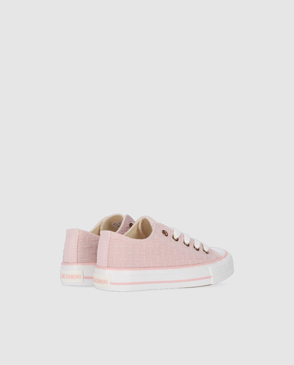 Sapatilhas de Lona Infantil Rasas com Atacadores Chika10 Rosa-3