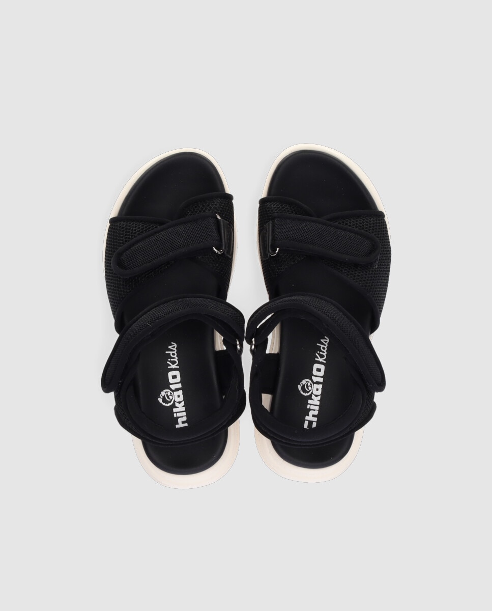Sandálias Abertas Infantil Rasas com Fecho de Velcro Chika10 Preto-4
