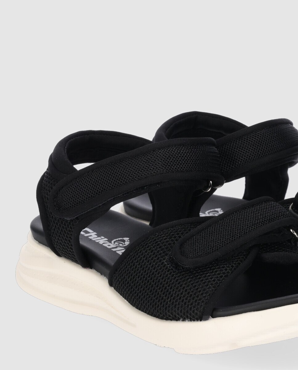 Sandálias Abertas Infantil Rasas com Fecho de Velcro Chika10 Preto-5