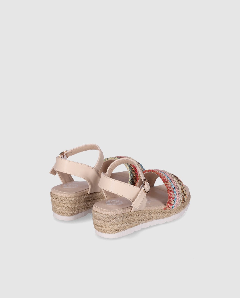 Alpercatas com Cunha Baixa de Juta e Fecho de Fivela Chika10 Kids Multicolor-3