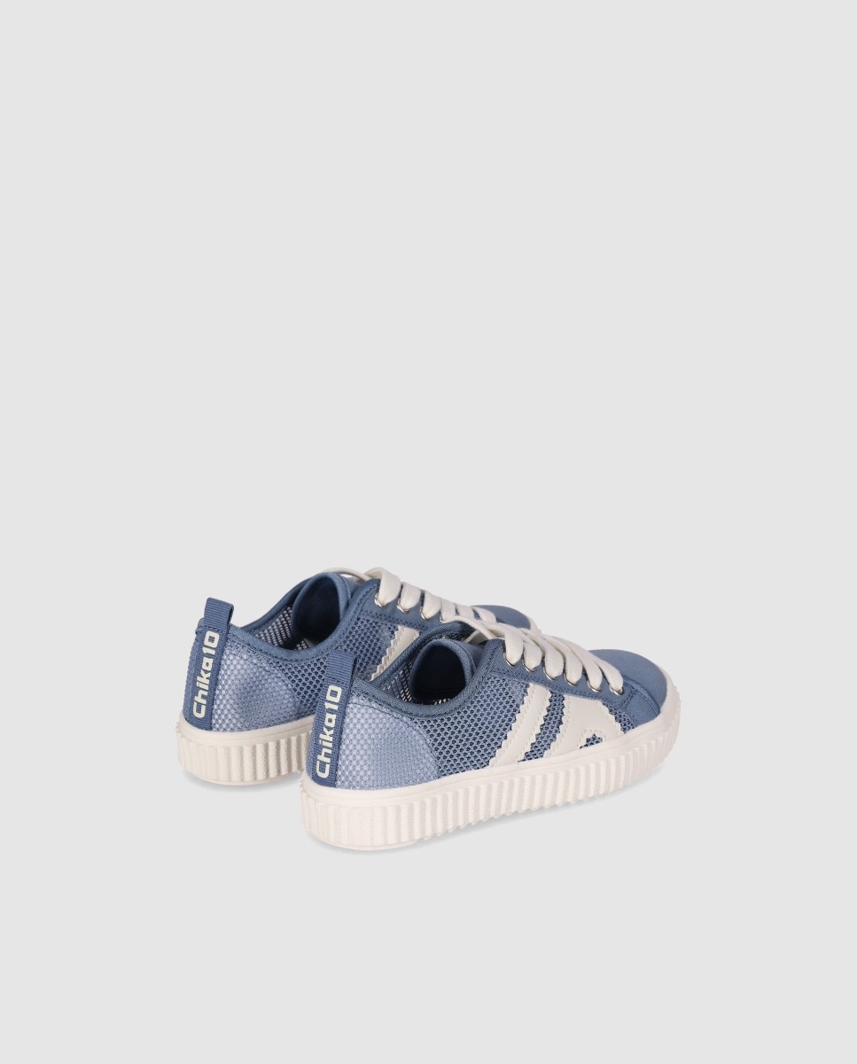 Sapatilhas Desportivas em Têxtil com Atacadores Azul-3