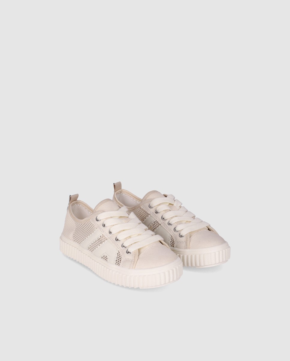 Sapatilhas Desportivas com Detalhes Perfurados e Fecho com Atacadores Chika10 Kids Bege-2