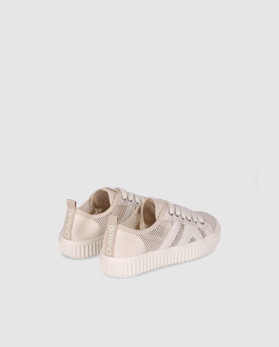 Sapatilhas Desportivas com Detalhes Perfurados e Fecho com Atacadores Chika10 Kids Bege-3