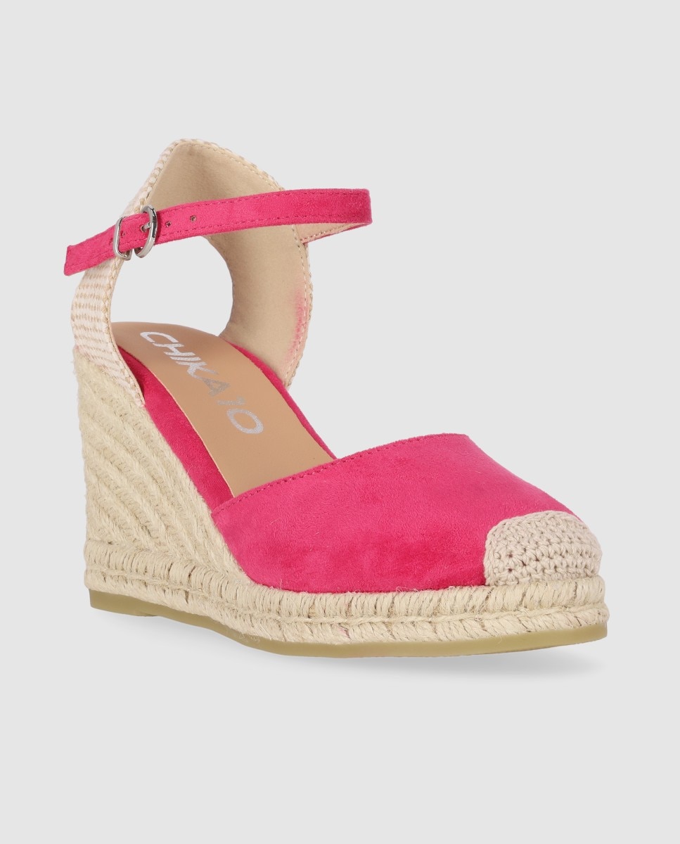 Alpercatas de Cunha com Biqueira Redonda e Fecho de Fivela Fúcsia-2