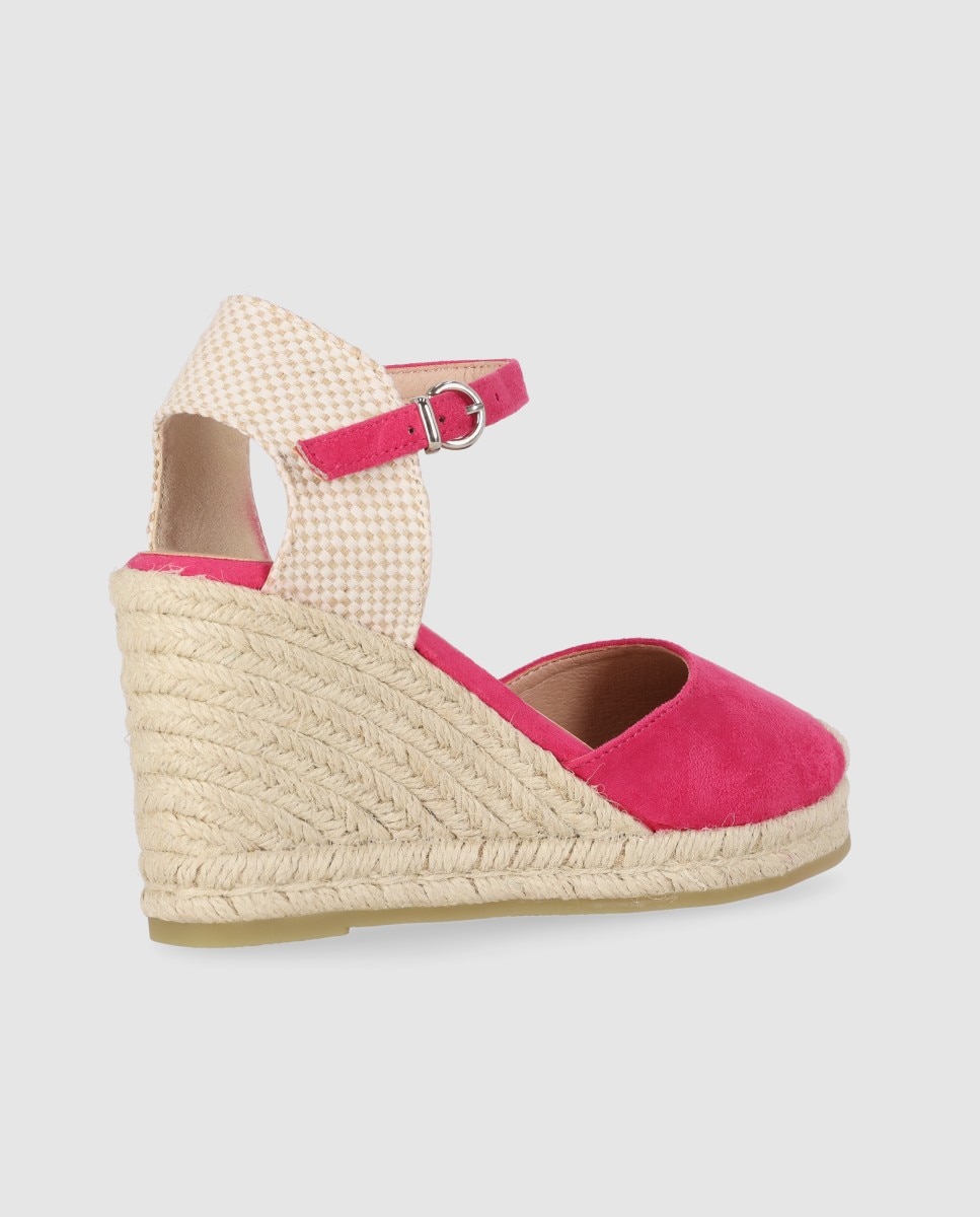 Alpercatas de Cunha com Biqueira Redonda e Fecho de Fivela Fúcsia-3