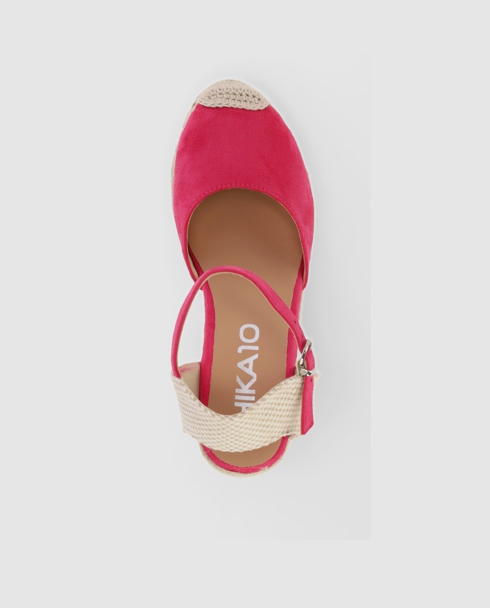 Alpercatas de Cunha com Biqueira Redonda e Fecho de Fivela Fúcsia-4