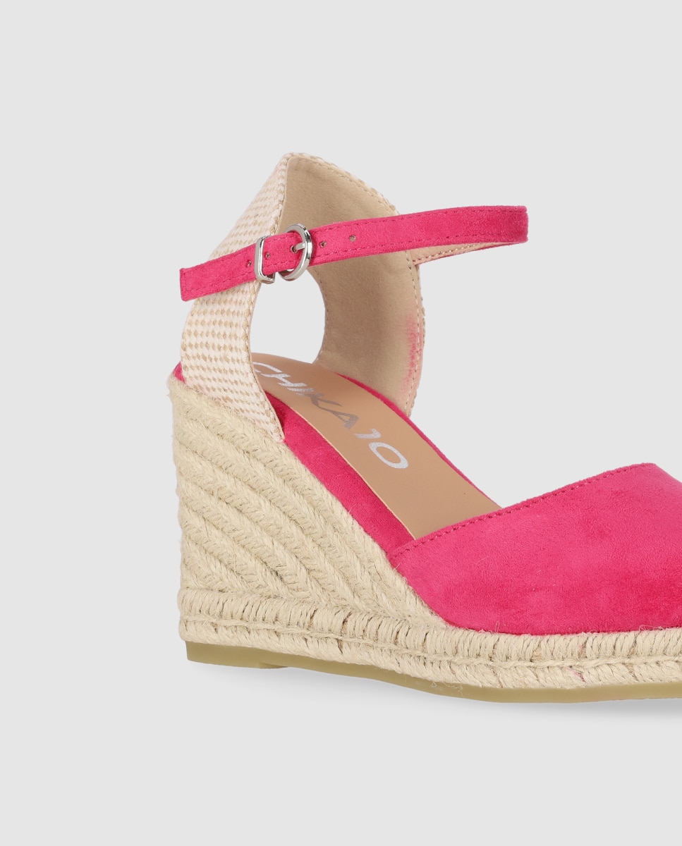 Alpercatas de Cunha com Biqueira Redonda e Fecho de Fivela Fúcsia-5