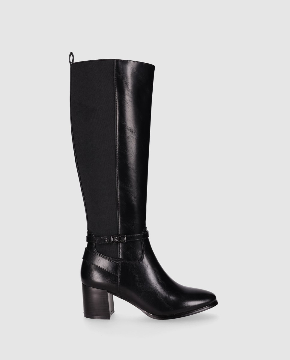 Imagem 0 de Botas Altas com Painel Elástico Posterior e Tira Decorativa